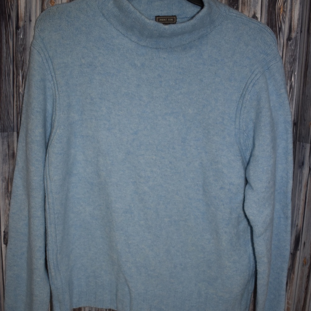 Point Sur J. Crew Mockneck Heather Blue Sweater XL